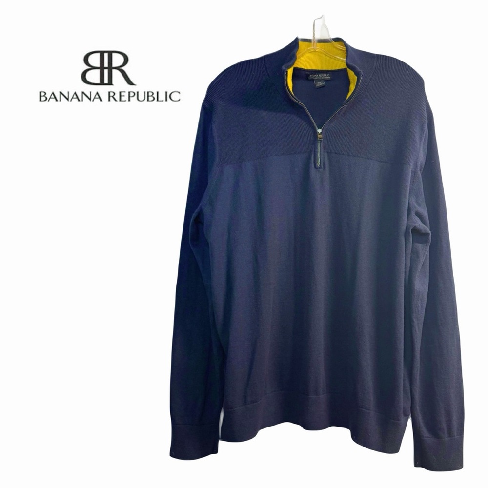 Banana Republic Men's Navy Blue Sweater 15% cashmere